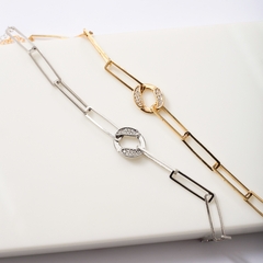 PULSEIRA ELOS OVAIS COM PINGENTE ZIRCONIA en internet