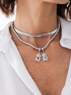 PINGENTE DOGUINHO CRAVEJADO RODIO BRANCO - online store