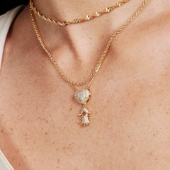 Colar Menina Com Coração Cravejado - tienda online