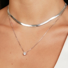 CHOKER FITA LISA 4MM RODIO BRANCO
