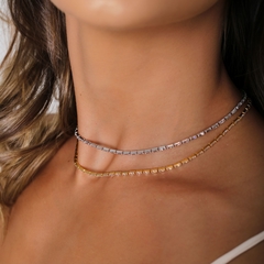 CHOKER RIVIERA RETANGULAR CRISTAL 2MM na internet