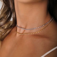 CHOKER RIVIERA RETANGULAR CRISTAL 2MM