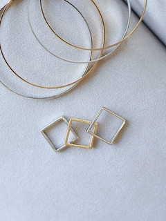 ANEL MINIMALISTA QUADRADO URBAN RÓDIO BRANCO - Adrélle Semijoias