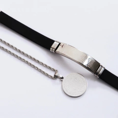 PULSEIRA BRACELETE SILICONE LUXO ORAÇÃO PAI NOSSO PRATA on internet