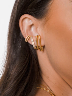 BRINCO EAR HOOK 2 FILEIRAS CRAVEJADAS - comprar online