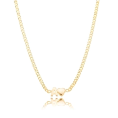 CHOKER CORRENTE PERSONALIZADO 1 LETRA COM CORAÇÃO