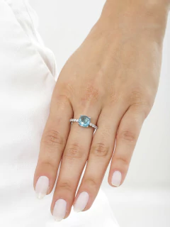 ANEL SOLITÁRIO AZUL RODIO BRANCO - comprar online