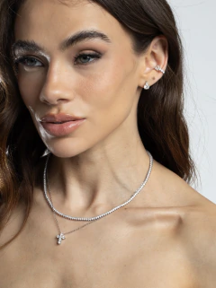 Colar Cruz Zirconia Prata 925 com Moissanite 0,8ct - online store