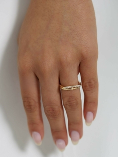 ANEL DUO MEIA ALIANÇA CRAVEJADO OURO - tienda online
