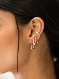 Brinco Trio Quadrado Com Zirconias Ródio - buy online