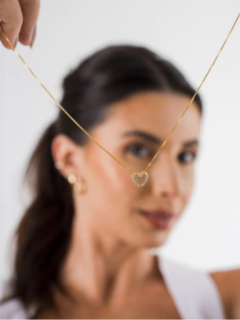 Colar Coração Cravejado Delicado - online store