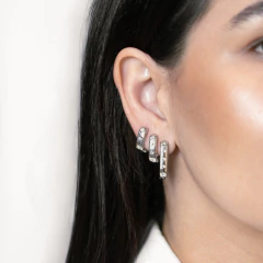 TRIO ARGOLA RETANGULAR TRABALHADA AURA