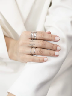 Imagem do KIT 3 ANÉIS MINIMALISTAS AJUSTAVEIS LISO RODIO BRANCO