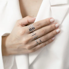 KIT 3 ANÉIS MINIMALISTAS AJUSTAVEIS LISO RODIO BRANCO - Adrélle Semijoias