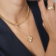 COLAR TREVO DUO COM ZIRCONIA