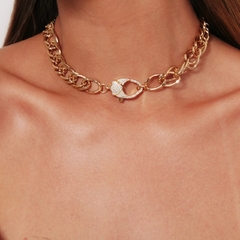 CHOKER ELOS COM FECHO MOSQUETAO ZIRCONIA