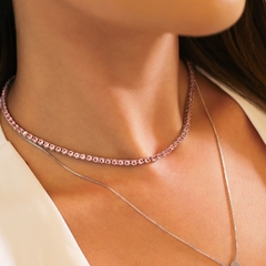 RIVIERA NECKLACE WITH 4-PRONG SETTING AND ROSE - buy online