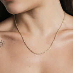 Colar cordão baiano de 2mm, banhado a Ouro 18k.