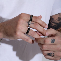 MEN'S RING WITH OUR FATHER PRAYER IN STAINLESS STEEL - online store