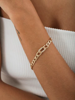PULSEIRA ELOS LISOS E ELO CENTRAL CRAVEJADO - comprar online