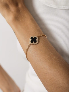 PULSEIRA TREVO BLACK COM MICROZIRCONIAS - tienda online