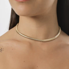 Colar malha snake, liso, banhado a Ouro 18k ou Ródio Branco.