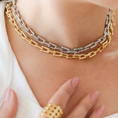 choker elos em u banhada ouro 18k