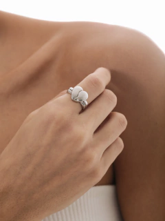 ANEL CORAÇÃO 2 EM 1 RODIO BRANCO - comprar online