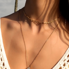 CHOKER CORRENTE ELOS RETANTULARES 3,5MM - Adrélle Semijoias