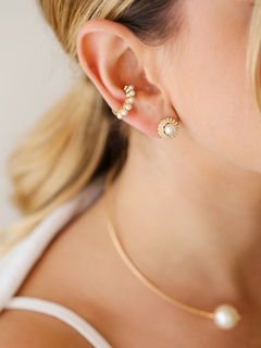 BRINCO PÉROLA COM ZIRCONIA CLASS - Adrélle Semijoias