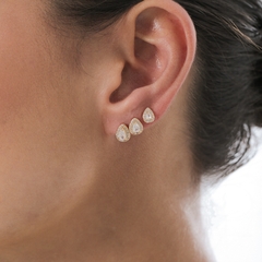 TRIO BRINCOS GOTA CRAVEJADA - comprar online