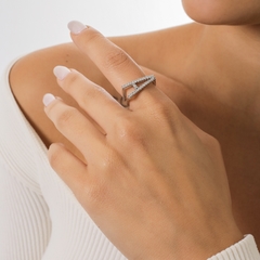 ANEL LETRA CRAVEJADO RODIO BRANCO - buy online