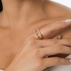 ANEL LETRA CRAVEJADO OURO 18K - comprar online