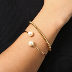BRACELETE ARO COM PEROLA - Adrélle Semijoias