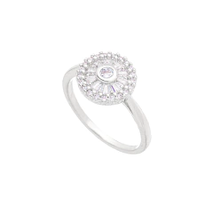 ANILLO PIZZA CRAVEJADO CON ZIRCONIAS RODIO BLANCO - Adrélle Semijoias