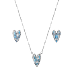CONJUNTO CORAÇÃO ESTICADINHO ZIRCONIA SAFIRA - buy online