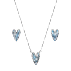 CONJUNTO CORAÇÃO ESTICADINHO ZIRCONIA SAFIRA - comprar online