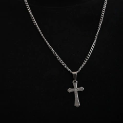 CORRENTE AÇO COM CRUCIFIXO PAI NOSSO