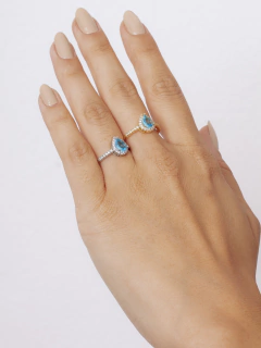 ANEL SOLITÁRIO GOTA AZUL - Adrélle Semijoias