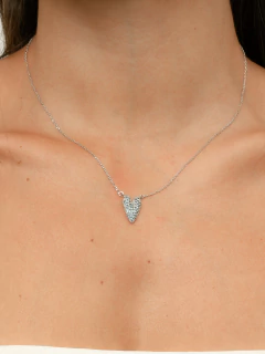 CONJUNTO CORAÇÃO ESTICADINHO ZIRCONIA SAFIRA - Adrélle Semijoias