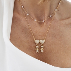 COLAR 2 MENINO COM CORACAO ZIRCONIA