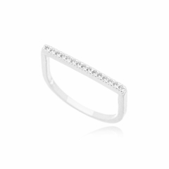ANEL MINIMALISTA BASE RETA COM ZIRCONIAS RODIO BRANCO - online store