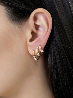 TRIO BRINCOS ARGOLA LISA ABAULADA - loja online