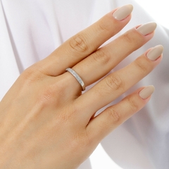 ANEL 2 FILEIRAS ZIRCONIA RODIO BRANCO - buy online