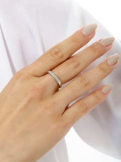 ANEL 2 FILEIRAS ZIRCONIA RODIO BRANCO on internet