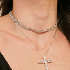 CHOKER RIVIERA BAGUETTE CRISTAL RODIO - buy online