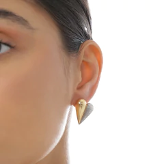 Imagem do BRINCO TEXTURIZADO CORACAO BICOLOR