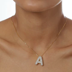 COLAR INICIAL CRAVEJADA - Adrélle Semijoias