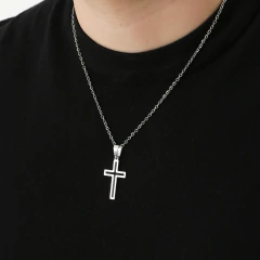 COLAR CORRENTE ELOS COM PINGENTE CRUZ - comprar online