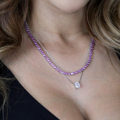 Choker Riviera Luxo Pink 3 Pontas F Joia